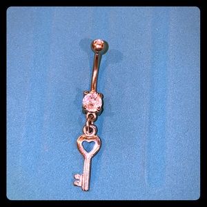 Heart Key Belly Ring